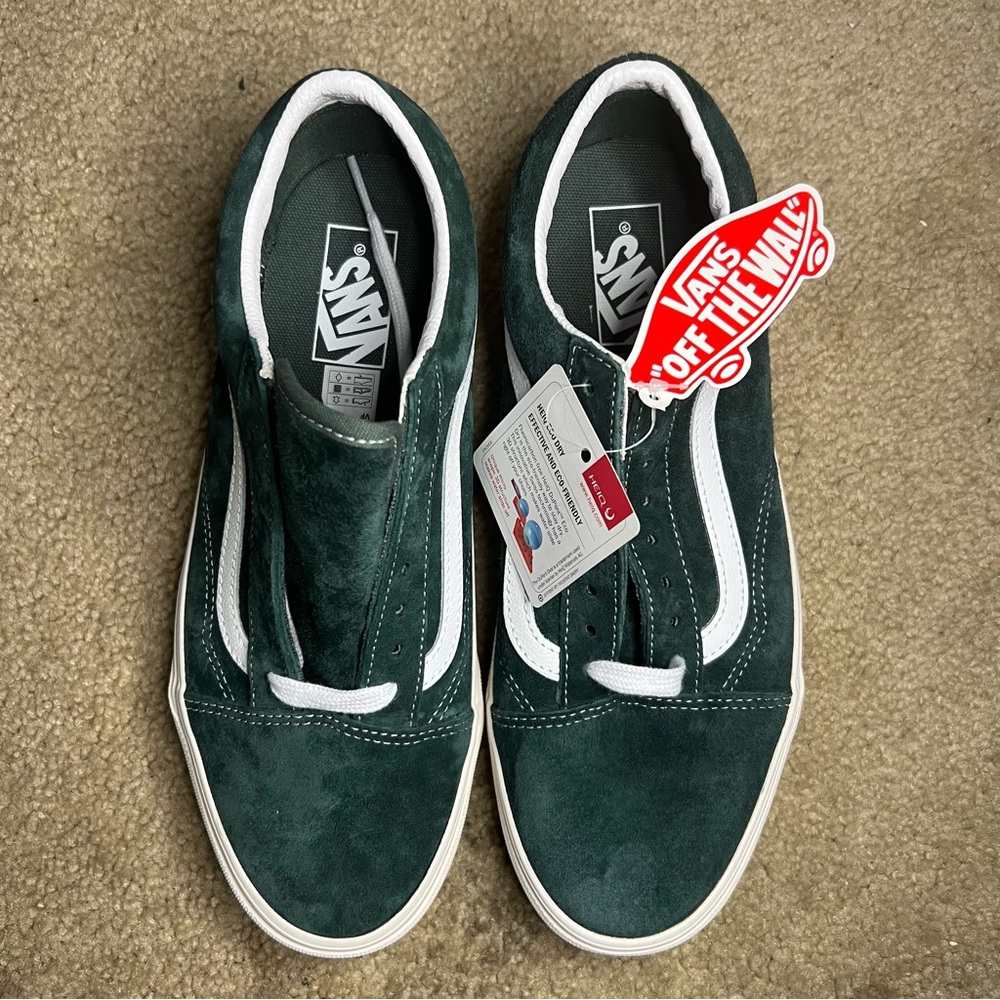 BRAND NEW Vans Heiq Eco-Dry Dupoint Low Cut Green Dark Ivy Suede Sneakers